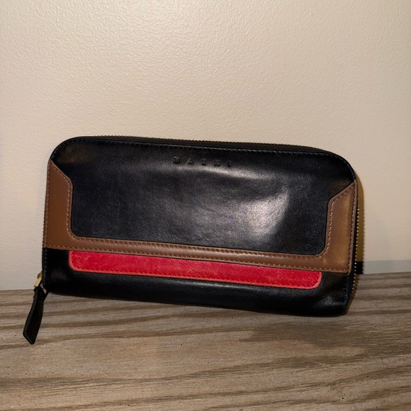 Marni Luxury Leather Colorblock Long Zippy Wallet - Picture 4 of 11